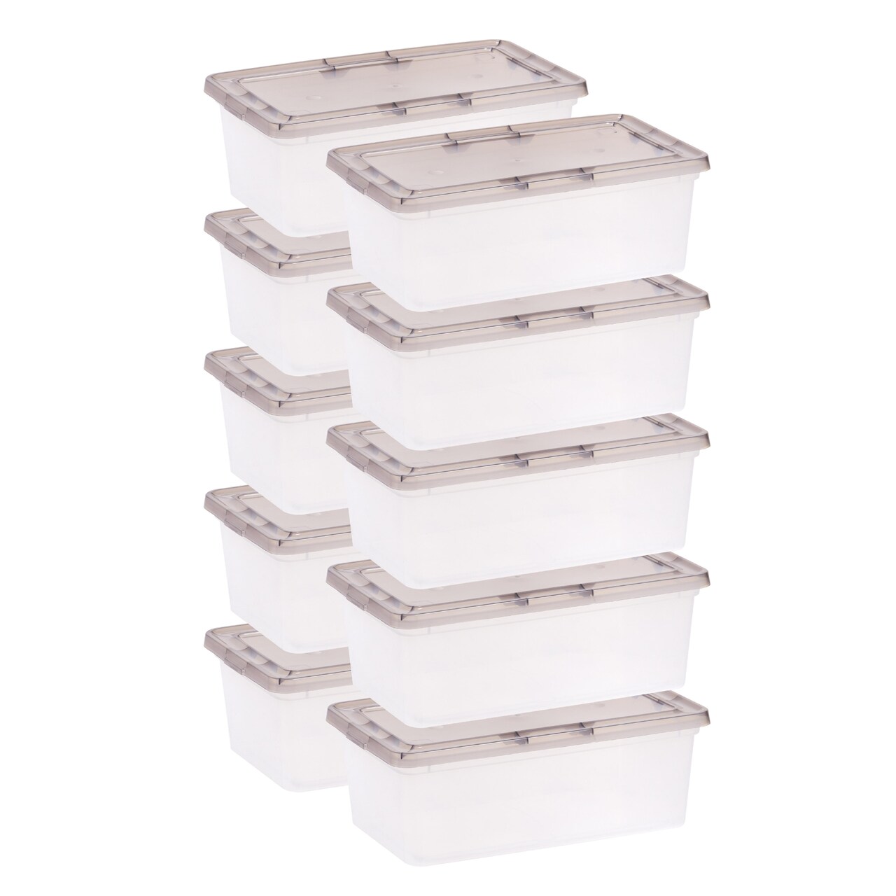 IRIS USA 6 Quart Snap Top Plastic Storage Box, 10 Pack